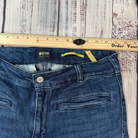 Maeve Anthropologie Straight Crop Jeans Women 30 Dark Wash Mid Rise 25 Inseam - Picture 3 of 8